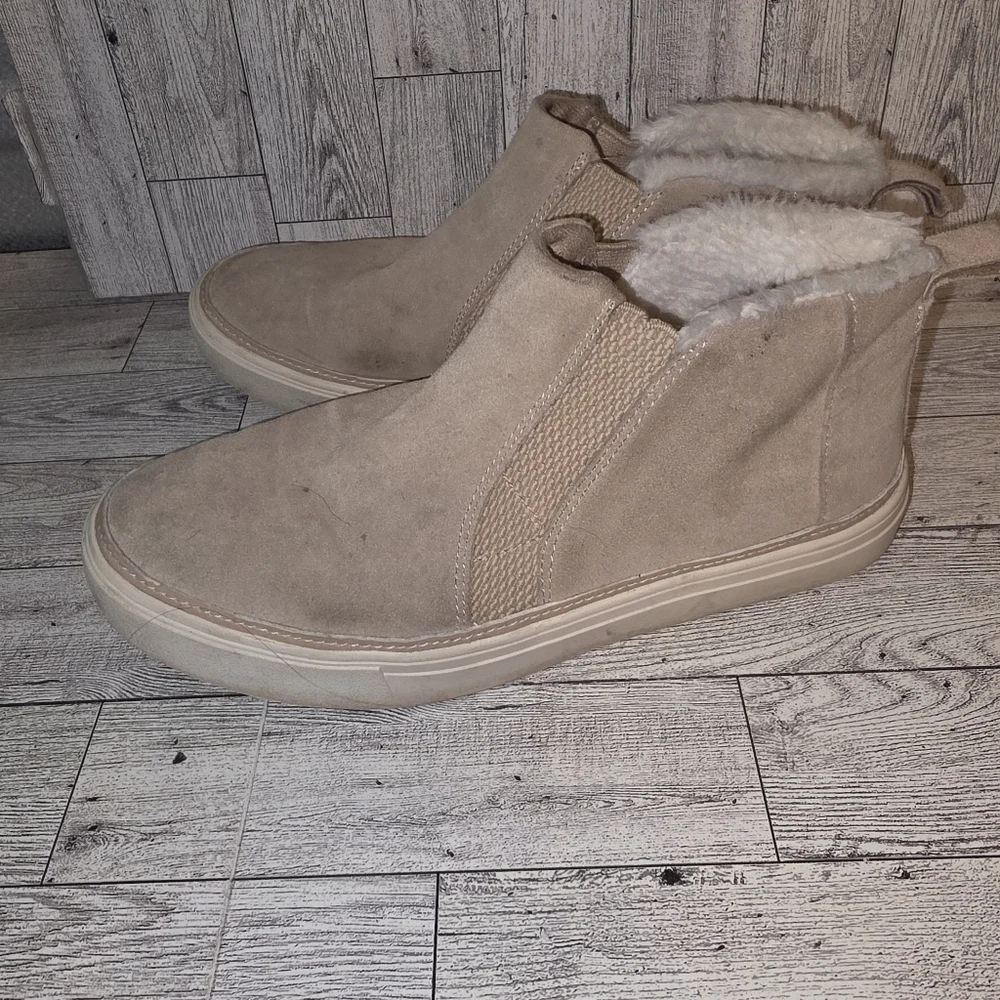 Tan Suede Fur-Lined Ankle Boots